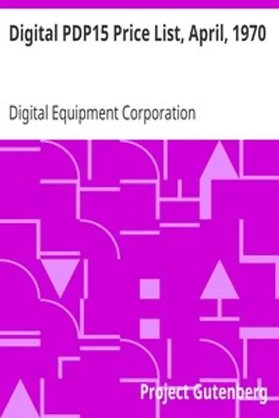 Обложка книги "Прайс-лист Digital PDP15, апрель 1970"