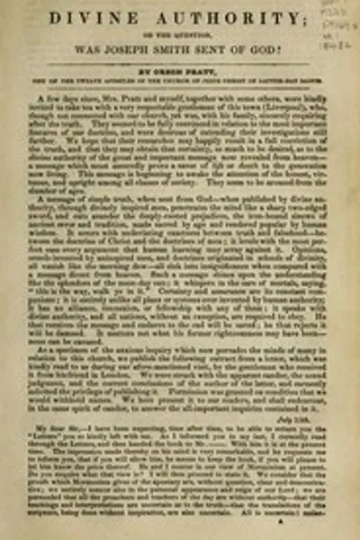 Обложка книги "Божественная власть; или, вопрос: был ли Иосиф Смит послан Богом?"
