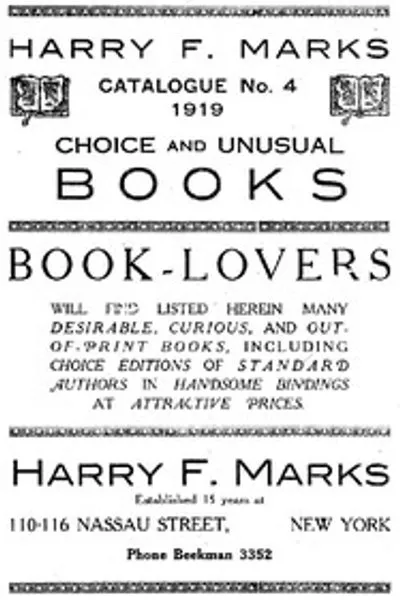Обложка книги "Гарри Ф. Маркс. Каталог № 4, 1919: Избранные и необычные книги"
