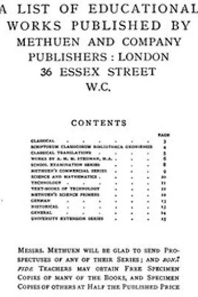Обложка книги "Список учебных изданий, выпущенных Methuen & Company - июнь 1900"