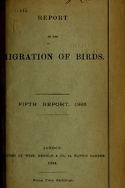 Обложка книги "Отчет о миграции птиц весной и осенью 1883 года. Пятый отчет"