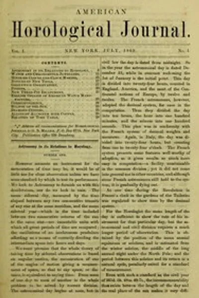 Обложка книги "Американский часовой журнал, т. I, № 1, июль 1869: Посвящён практической часовне"