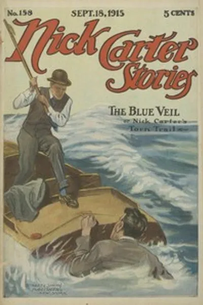 Обложка книги "Истории Ника Картера № 158, 18 сентября 1915: Синяя вуаль; или, разорванный след Ника Картера"